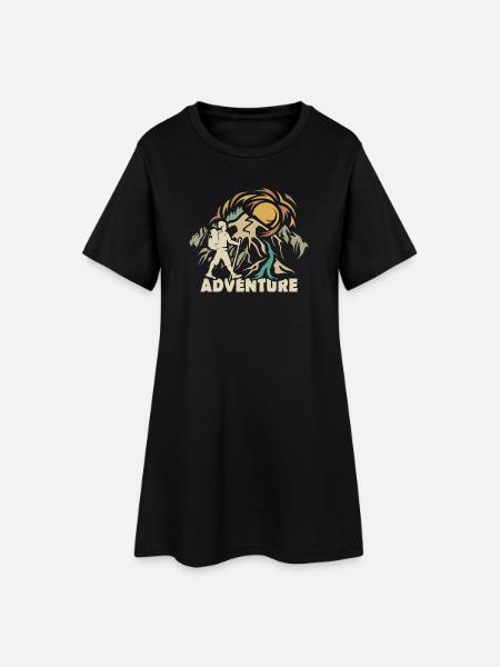 retro wandern Abenteuer vintage trekking Natur - Frauen T-Shirt-Kleid - Schwarz