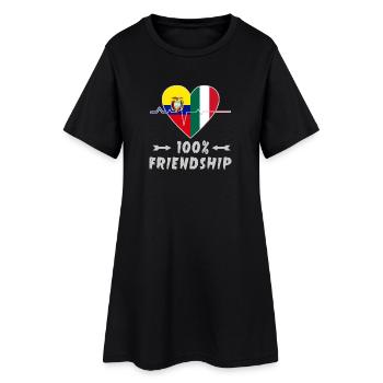 Ecuador und Italien 100% Freundschaft - Frauen T-Shirt-Kleid - Schwarz - Vorne