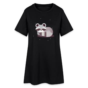 Illustration d’animal raton laveur minimaliste - Robe T-shirt Femme - noir - Devant