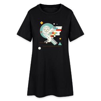 Geometrische Eule – Moderne bunte Tierillustration - Frauen T-Shirt-Kleid - Schwarz - Vorne