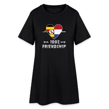 Uganda und Niederlande 100% Freundschaft - Frauen T-Shirt-Kleid - Schwarz - Vorne