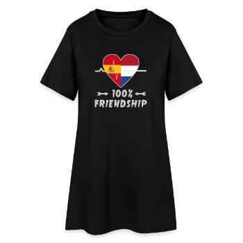 Spanien und Niederlande 100% Freundschaft - Frauen T-Shirt-Kleid - Schwarz - Vorne