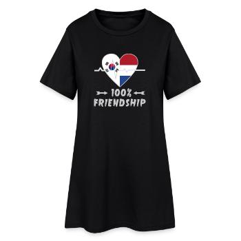 100 % amitié entre la Corée du Sud et les Pays-Bas - Robe T-shirt Femme - noir - Devant