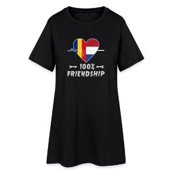 Rumänien und Niederlande 100% Freundschaft - Frauen T-Shirt-Kleid - Schwarz - Vorne