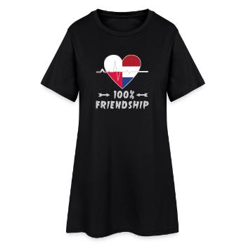 100 % amitié entre la Pologne et les Pays-Bas - Robe T-shirt Femme - noir - Devant