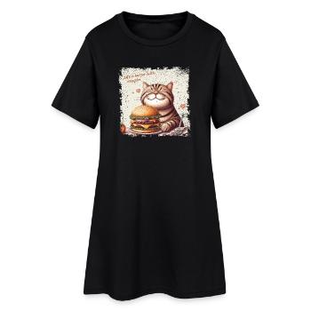 La vie est meilleure avec les hamburgers - happy Cat - Robe T-shirt Femme - noir - Devant