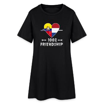 Ecuador und Niederlande 100% Freundschaft - Frauen T-Shirt-Kleid - Schwarz - Vorne
