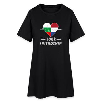 Bulgarien und Niederlande 100% Freundschaft - Frauen T-Shirt-Kleid - Schwarz - Vorne