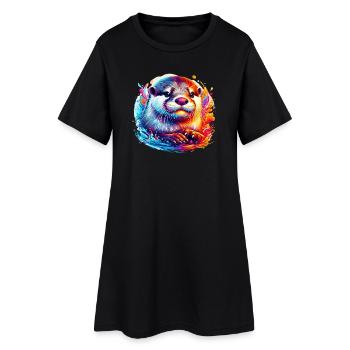 Loutre - Robe T-shirt Femme - noir - Devant