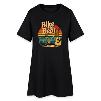 Mit dem Fahrrad zum Beat - Frauen T-Shirt-Kleid - Schwarz - Vorne