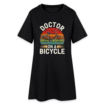 Docteur sur un vélo design vintage - Robe T-shirt Femme - noir - Devant