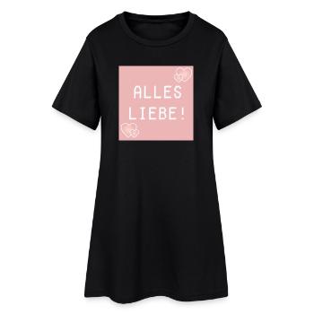 ALLES LIEBE HERZEN - Frauen T-Shirt-Kleid - Schwarz - Vorne