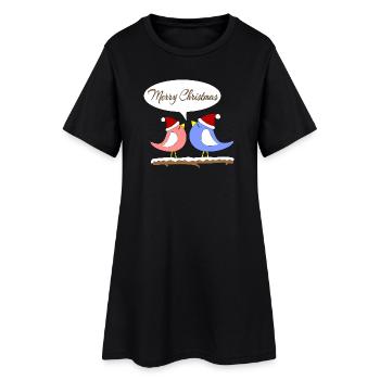 Noël avec des oiseaux amusants - Robe T-shirt Femme - noir - Devant