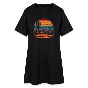 Vélo vintage désert coucher de soleil - Robe T-shirt Femme - noir - Devant