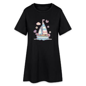 Look de bande dessinée de voile - Robe T-shirt Femme - noir - Devant