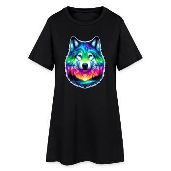 Loup - Robe T-shirt Femme - noir - Devant