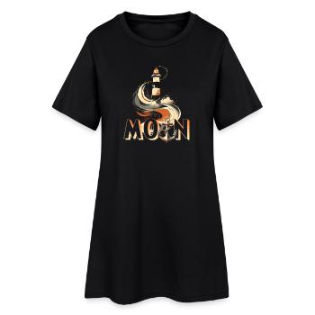 Moin - Frauen T-Shirt-Kleid - Schwarz - Vorne