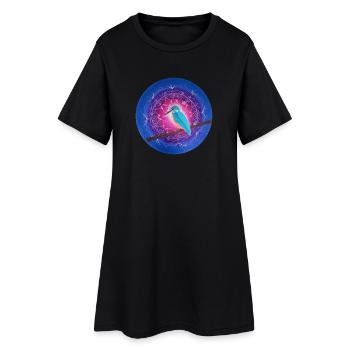 Martin-pêcheur mystique avec mandala - Robe T-shirt Femme - noir - Devant
