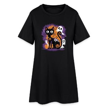 Chat d’Halloween effrayant - Robe T-shirt Femme - noir - Devant