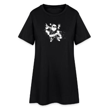 Festive Santa with Sparkling Gift - Women’s T-Shirt Dress - black - Front