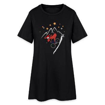 Elch MTB Downhill Xmas - Frauen T-Shirt-Kleid - Schwarz - Vorne