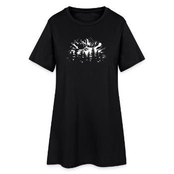 Forest Moon Explosion Tree Nature Illustration Logo - Women’s T-Shirt Dress - black - Front