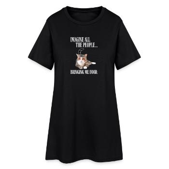 Chat à lunettes - Robe T-shirt Femme - noir - Devant