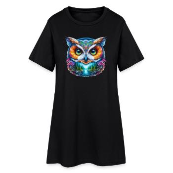 Hibou - Robe T-shirt Femme - noir - Devant