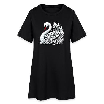 Schwan - Frauen T-Shirt-Kleid - Schwarz - Vorne