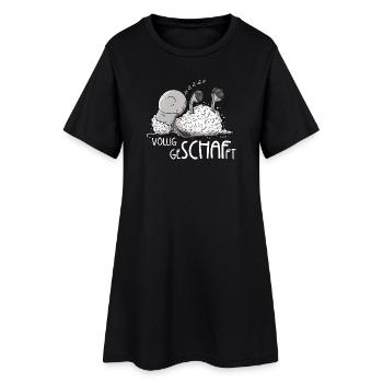 Kleines Schlafendes Schaf Völlig Geschafft - Frauen T-Shirt-Kleid - Schwarz - Vorne