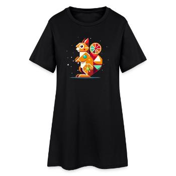 Écureuil géométrique Accroche-regard coloré - Robe T-shirt Femme - noir - Devant