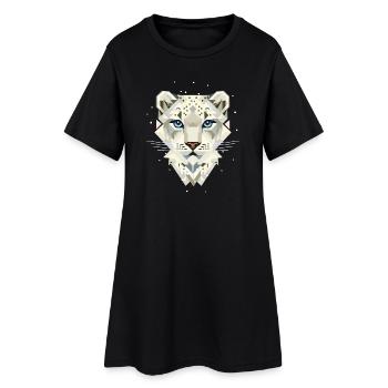 Schneeleopard – Starke Eleganz in der Wildnis - Frauen T-Shirt-Kleid - Schwarz - Vorne