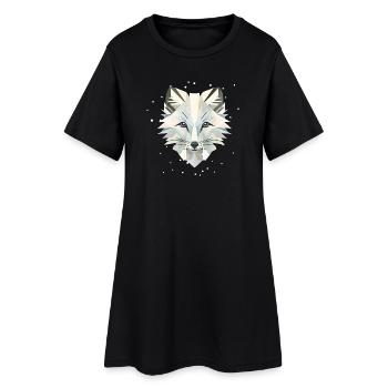 Renard arctique magique à l’élégance géométrique - Robe T-shirt Femme - noir - Devant