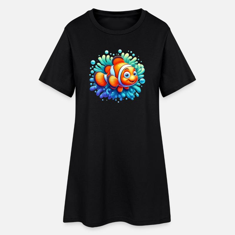 Clownfisch - Frauen T-Shirt-Kleid - Schwarz