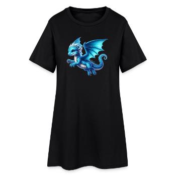 Drache - Frauen T-Shirt-Kleid - Schwarz - Vorne