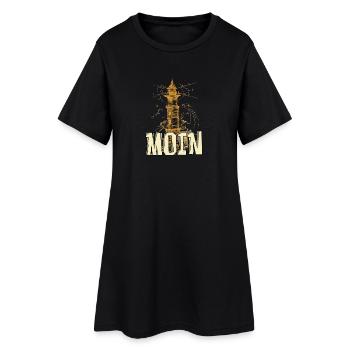Moin - Frauen T-Shirt-Kleid - Schwarz - Vorne