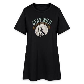 Stay Wild Wolf T-Shirt - Women’s T-Shirt Dress - black - Front