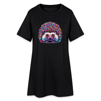Igel - Frauen T-Shirt-Kleid - Schwarz - Vorne