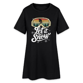 Let It Snow Ski Winterlandschaft Schneelandschaft - Frauen T-Shirt-Kleid - Schwarz - Vorne