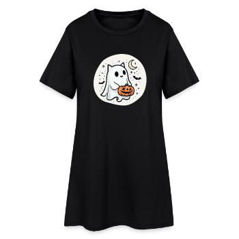 Katze Gespenst Halloween - Funny Spooky Cat - Frauen T-Shirt-Kleid - Schwarz - Vorne