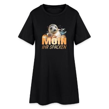 Moin ihr Spacken - Frauen T-Shirt-Kleid - Schwarz - Vorne