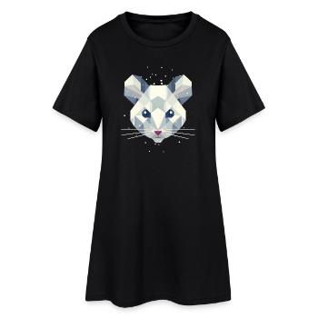 Geometrische Schneemaus – Winterliches Tierporträt - Frauen T-Shirt-Kleid - Schwarz - Vorne