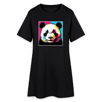 Panda - Frauen T-Shirt-Kleid - Schwarz - Vorne