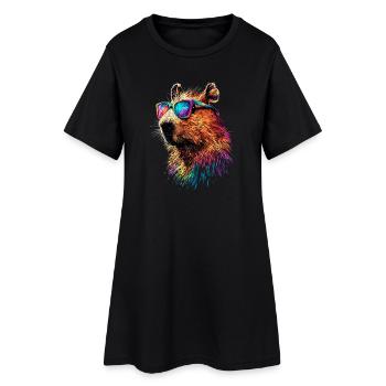 Lunettes de soleil Capybara Coloré Popart Capybara - Robe T-shirt Femme - noir - Devant