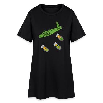 Avion bombe ananas vert - Robe T-shirt Femme - noir - Devant