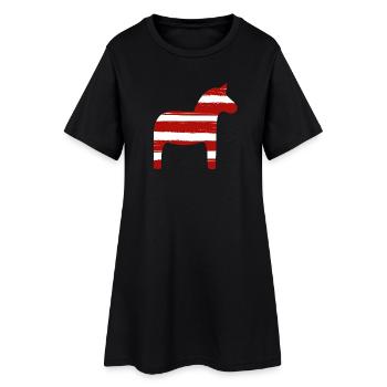 Dala Cheval Rayures Noël Scandinavie Décoration - Robe T-shirt Femme - noir - Devant