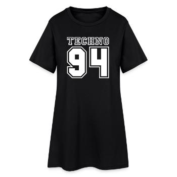 TECHNO 94 - Frauen T-Shirt-Kleid - Schwarz - Vorne
