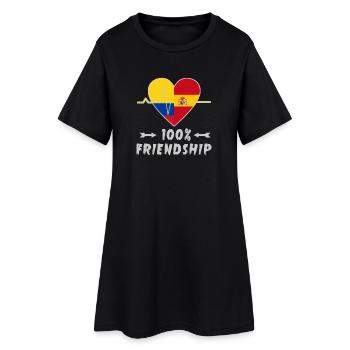 Kolumbien und Spanien 100% Freundschaft - Frauen T-Shirt-Kleid - Schwarz - Vorne