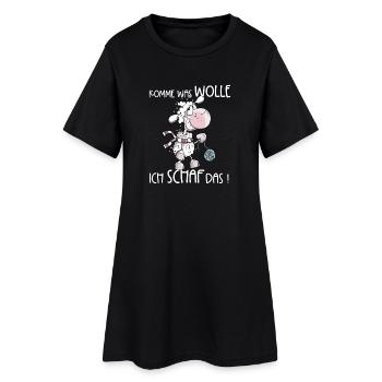 Komme Was Wolle Ich Schaf Das Schaf - Frauen T-Shirt-Kleid - Schwarz - Vorne