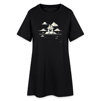pingouin élégant dans un paysage de glace géométrique - Robe T-shirt Femme - noir - Devant